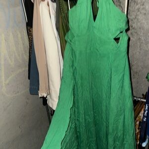 Elegant Green Halter Dress